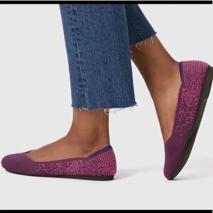 Rothy's Fig Purple Python Knit Ballet Flats